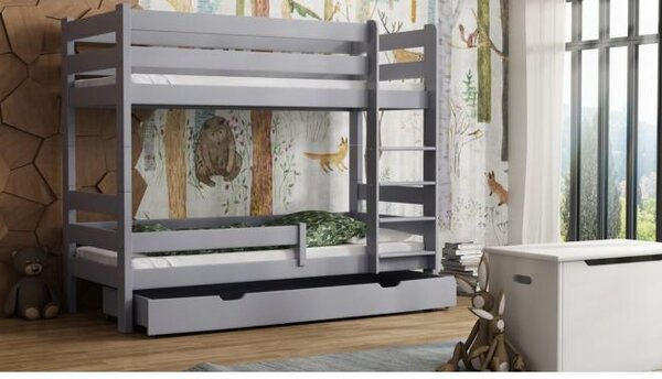 Postýlky a postele - Patrová dětská postel - 180x90 cm Bez šuplíku Čokoláda Standardní bariéry