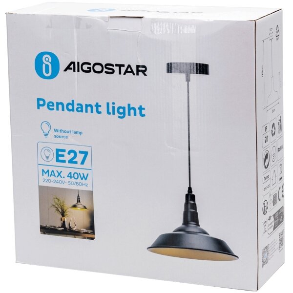 Aigostar - LED Lustr na lanku 1xE27/60W/230V pr. 36 cm černá