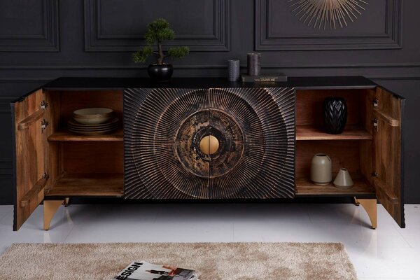 Designová komoda Venetia 177 cm černo-zlatá