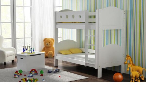 Postýlky a postele - Dětská patrová postel - 160x80 cm Bez šuplíku Bílá Dodatečná odnímatelná bariéra