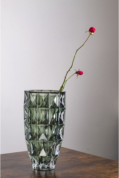 KŘISTÁLOVÁ VÁZA BOHEMIA DIAMOND SMOKEY GREEN 280 MM