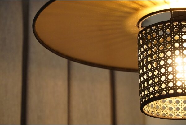Duolla - Přisazený lustr TOKYO RATTAN 1xE27/15W/230V pr. 50 cm zlatá/černá