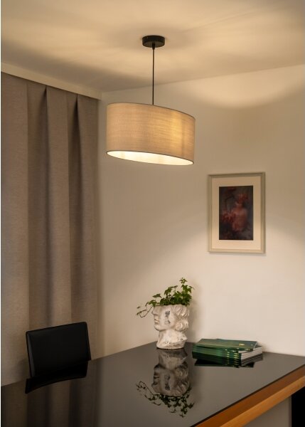 Duolla - Lustr na lanku OVAL 1xE27/15W/230V šedá