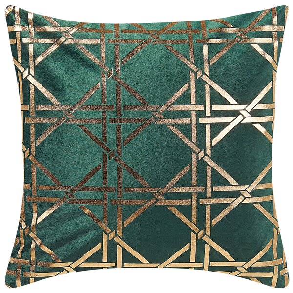 Sada 2 dekorativních polštářů CASSIA 45 x 45 cm Tmavě zelená Geometrický vzor