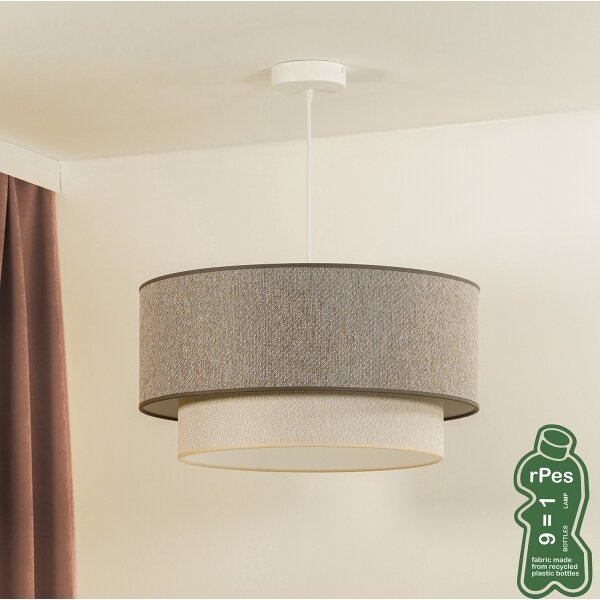 Duolla- Lustr na lanku BOHO ECO RECYCLING 1xE27/15W/230V pr. 45 cm hnědá/krémová
