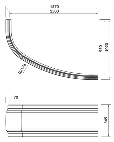Cersanit Joanna New, vanový panel 150cm pravý/levý, bílá, S401-104