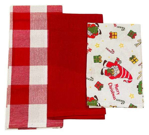Utěrky na nádobí Vánoční Christmas červená 45x70cm 3ks TiaHome