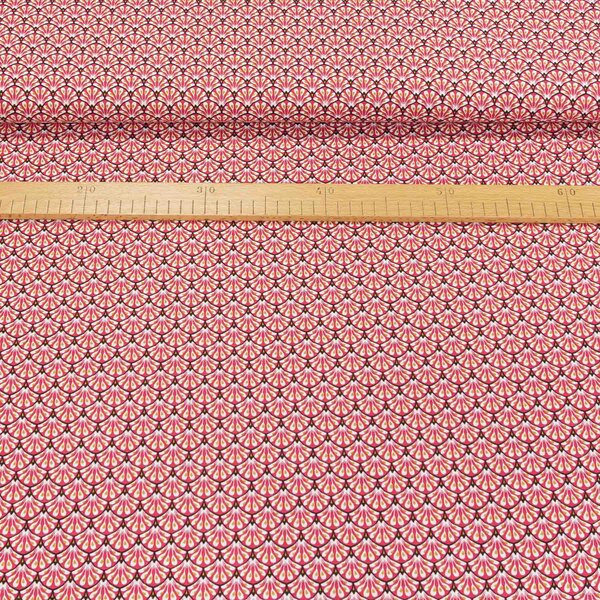 Bavlněné plátno 5063-004, červeno-okrové vějířky, š.160cm (látka v metráži)
