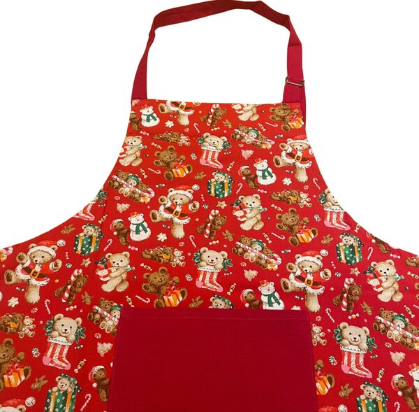 Kuchyňská zástěra bavlněná Vánoční Christmas červená TiaHome