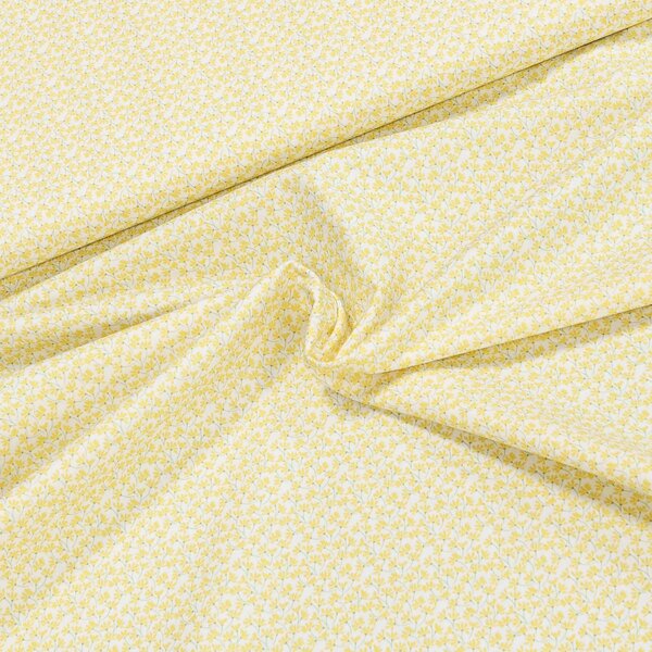Bavlněné plátno TREND SUN 8 AMARELO, žluté kytičky na bílé š.150cm (látka v metráži