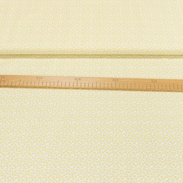 Bavlněné plátno TREND SUN 8 AMARELO, žluté kytičky na bílé š.150cm (látka v metráži