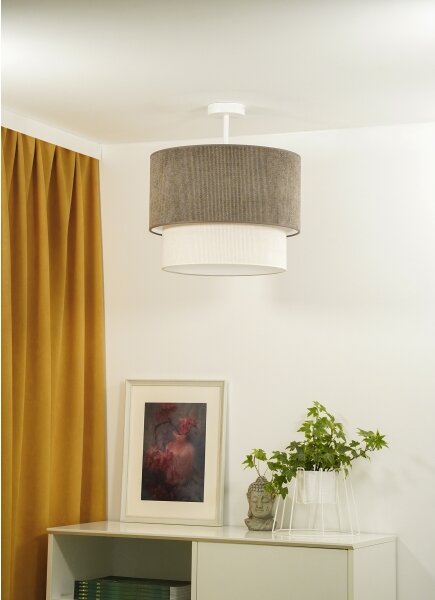 Duolla - Přisazený lustr CORDUROY 1xE27/15W/230V pr. 40 cm hnědá/krémová