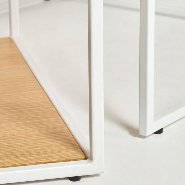 Set dvou dubových konferenčních stolků Kave Home Yoana 100x50/ 50x55 cm s bílou podnoží