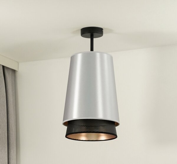 Duolla - Přisazený lustr BELL SHINY 1xE27/15W/230V pr. 25 cm stříbrná/černá