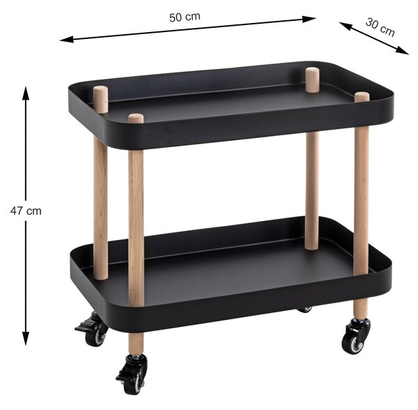 SERVÍROVACÍ VOZÍK, přírodní barvy, černá, barvy buku, 50/30/47 cm - Barové vozíky, Online Only