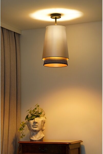 Duolla - Přisazený lustr BELL SHINY 1xE27/15W/230V pr. 25 cm stříbrná/černá