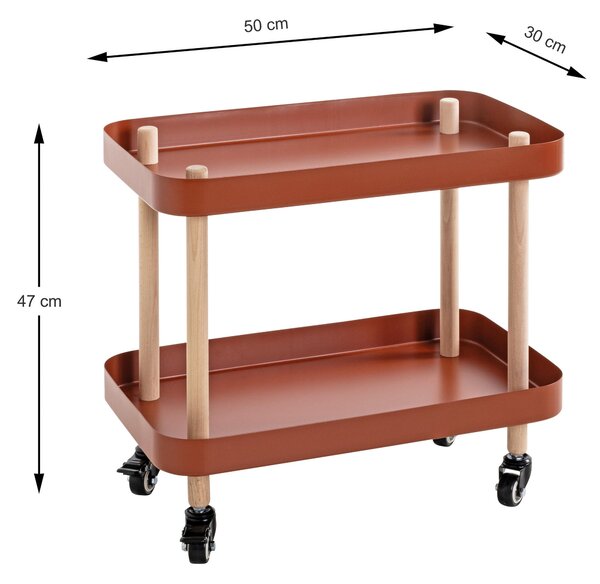 SERVÍROVACÍ VOZÍK, přírodní barvy, červená, barvy buku, 50/30/47 cm - Barové vozíky, Online Only