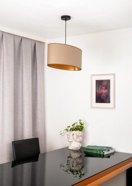 Duolla - Lustr na lanku OVAL VEGAN 1xE27/15W/230V béžová