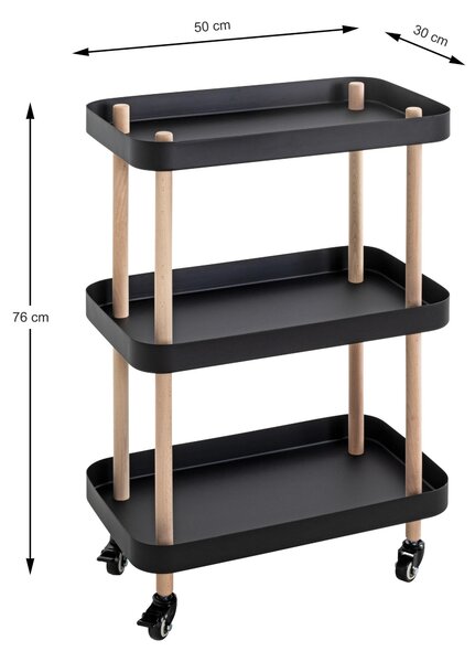 SERVÍROVACÍ VOZÍK, přírodní barvy, černá, barvy buku, 50/30/76 cm - Barové vozíky, Online Only