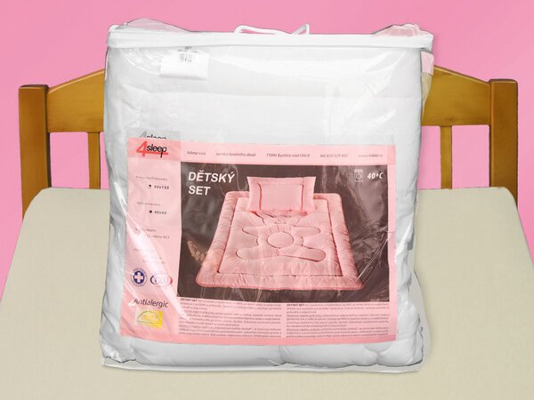 4sleep Dětský set MEDICAL do postýlky prošívaný přikrývka 90x135cm, polštář 40x60cm, letní (220+220g)
