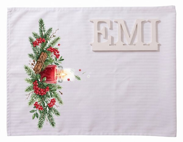 Damaškový ubrus Winter Cranberry 35x180 cm EMI