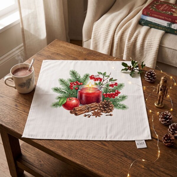 Damaškový ubrus Winter Cranberry 40x40 cm EMI