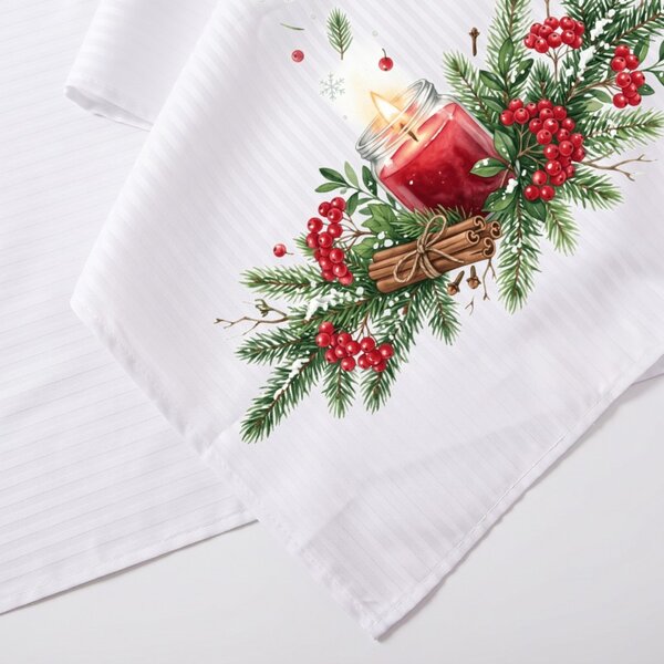 Damaškový ubrus Winter Cranberry 35x180 cm EMI