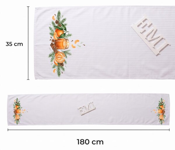 Damaškový ubrus Winter Mandarin 35x180 cm EMI