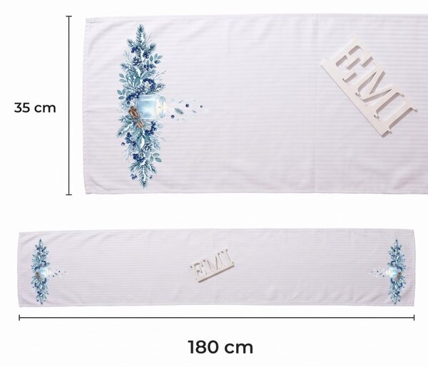 Damaškový ubrus Winter Blueberry 35x180 cm EMI