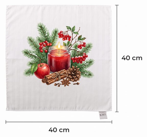 Damaškový ubrus Winter Cranberry 40x40 cm EMI