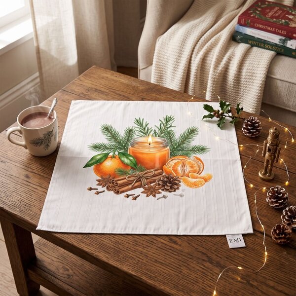 Damaškový ubrus Winter Mandarin 40x40 cm EMI