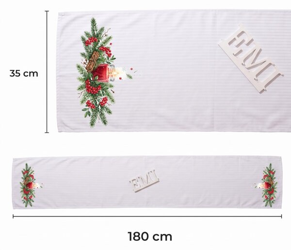 Damaškový ubrus Winter Cranberry 35x180 cm EMI