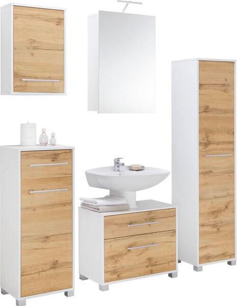 SKŘÍŇKA POD UMYVADLO, barvy dubu, bílá, 65/53/35 cm Welnova - Koupelnové série