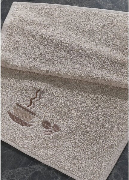 BedTex dárkový set froté ručníků RANNÍ KÁVA, béžový s výšivkou, 30x50cm, 3ks