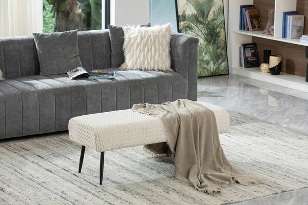 TABURETOVÁ LAVICE, kov, textil, kompozitní dřevo, 110/41/43 cm MID.YOU - Online Only lavice, Online Only