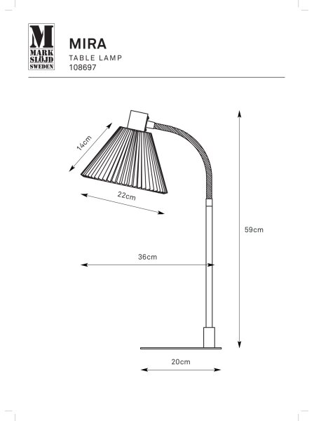 Markslöjd 108697 - Stolní lampa MIRA 1xE14/40W/230V černá/bílá