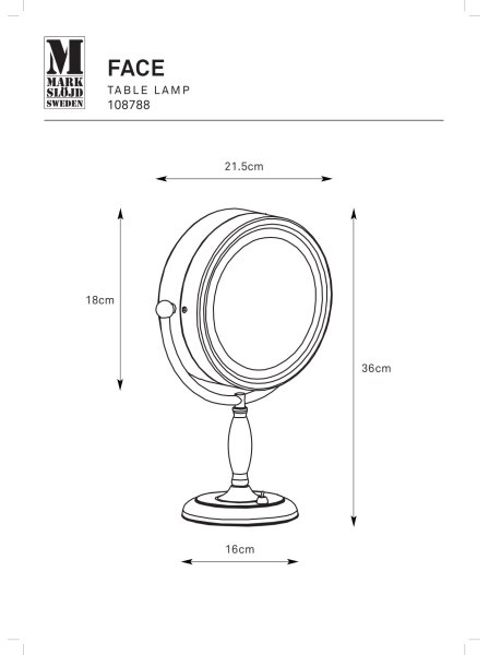 Markslöjd 108788 - Kosmetické zrcátko FACE 1xE14/25W/230V