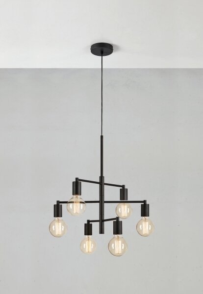 Markslöjd 108717 - Lustr na lanku CIELO 6xE27/40W/230V černá