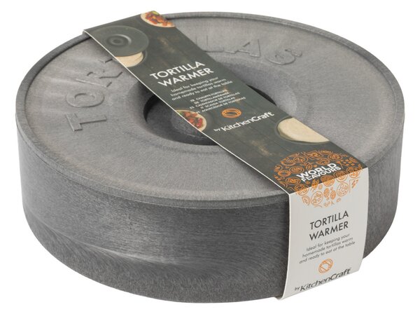 Ohřívač na tortilly KitchenCraft World of Flavours 20,5 cm do mikrovlnné trouby, šedý WFTOWARMER