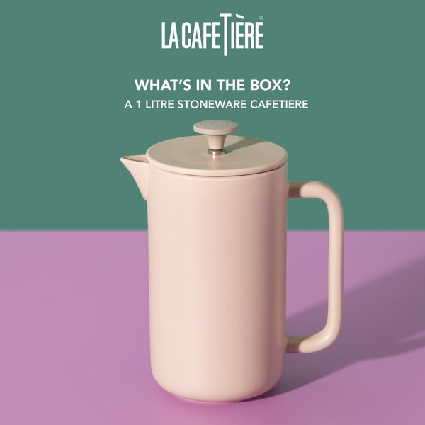 French press La Cafetière Arezzo 1 l na 8 šálků, béžový, keramický s nerezovým sítkem LCARZ8CPLAT