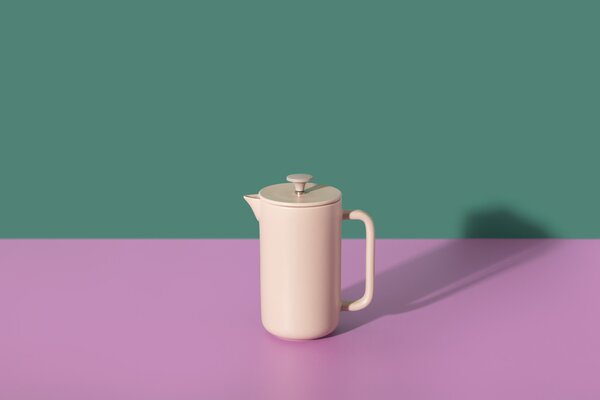 French press La Cafetière Arezzo 1 l na 8 šálků, béžový, keramický s nerezovým sítkem LCARZ8CPLAT