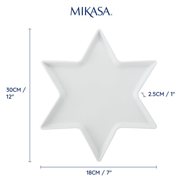 Servírovací talíř hvězda Mikasa Chalk 30 × 18 cm, bílý porcelán, do myčky a mikrovlnné trouby MKCHSTARPLAT30
