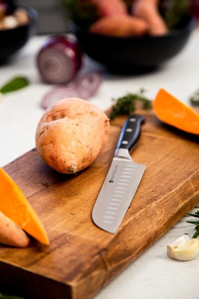 Nůž santoku MasterClass EdgeKeeper 12 cm, nerezová čepel, samoostřicí ochranné pouzdro, záruka 25 let MCEKTRSANT5