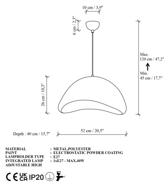 Brilagi - Lustr na lanku WABI SABI 1xE27/40W/230V pr. 52 cm bílá