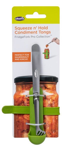Kleště Chef’n Squeeze n’ Hold na nakládané potraviny, držák a pružný pásek na sklenici 5314008EU