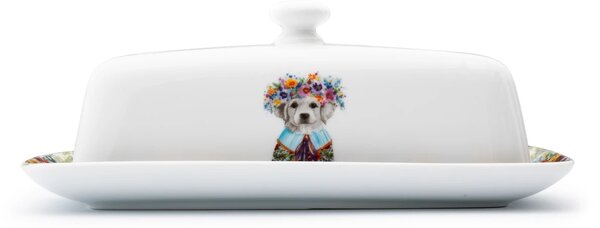 Porcelánová máslenka s víkem Mikasa Tipperleyhill Puppy 21 × 11 × 7 cm, pro 200 g másla MKTIPPBUTPUP