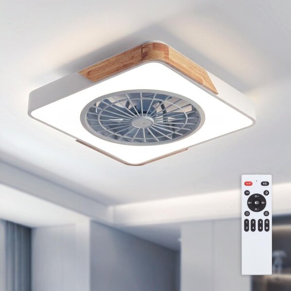 Brilagi - LED Stmív. svítidlo s ventilátorem LED/38W/230V 50 cm bílá/dub + DO