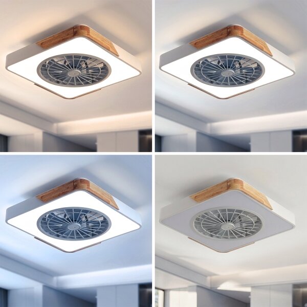 Brilagi - LED Stmív. svítidlo s ventilátorem LED/38W/230V 50 cm bílá/dub + DO