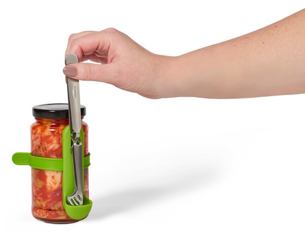 Kleště Chef’n Squeeze n’ Hold na nakládané potraviny, držák a pružný pásek na sklenici 5314008EU