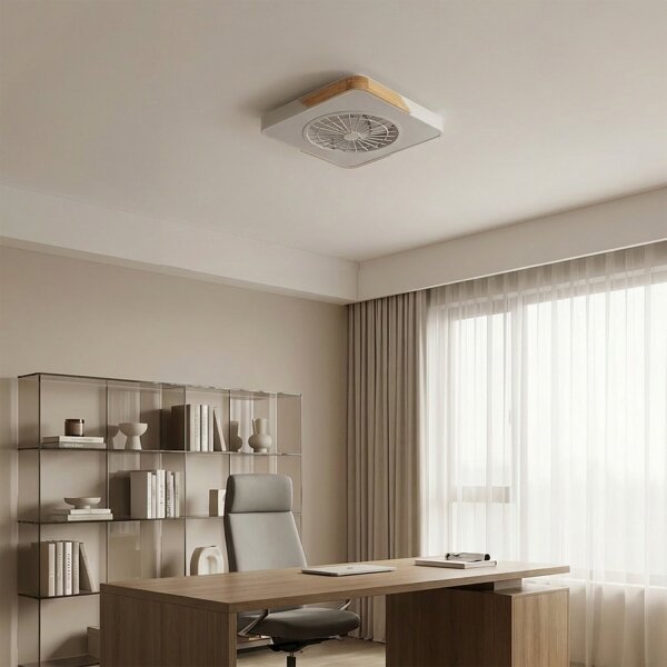 Brilagi - LED Stmív. svítidlo s ventilátorem LED/38W/230V 50 cm bílá/dub + DO
